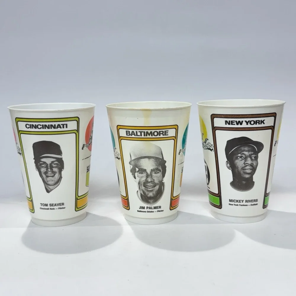 1978 7-Eleven MLB Plastic Slurpee Cups Lot of 3 Palmer Seaver Rivers